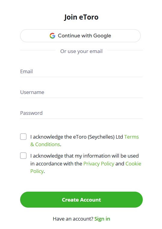How to Sign Up on eToro