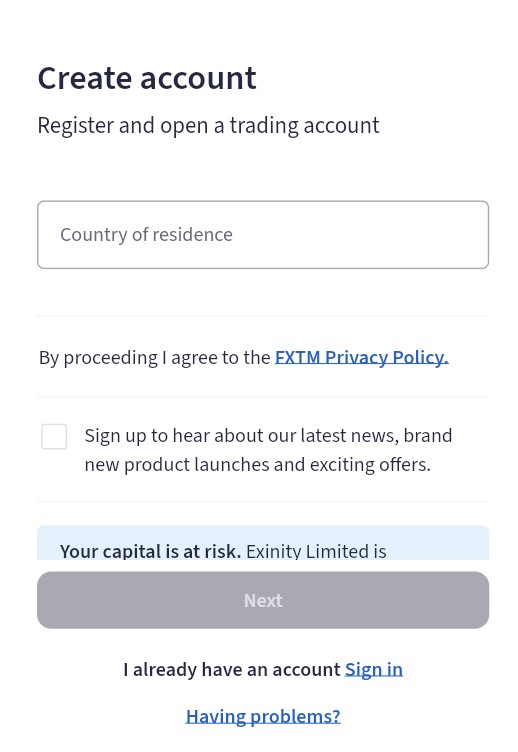 Create an FXTM Account