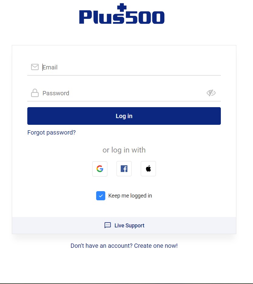 Logging In to the Plus500 Platform